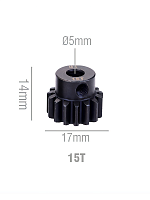 Шестерня стальная Pinion gear 15T M1 для вала 5mm