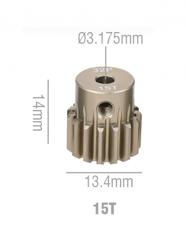 Шестерня алюминиевая Pinion gear 15T 32P для вала 3.17mm