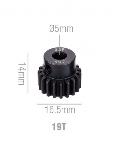 Шестерня стальная Pinion gear 19T 32P для вала 5mm