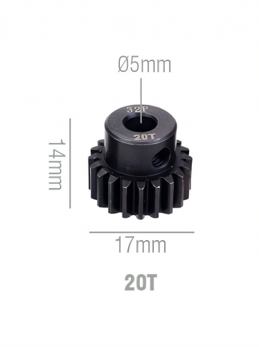 Шестерня стальная Pinion gear 20T 32P для вала 5mm