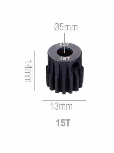 Шестерня стальная Pinion gear 15T 32P для вала 5mm