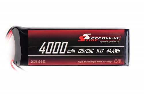 Аккумулятор Speedway Slide 132x43x22mm Li-Po 4000mAh 3S 11.1V 60C SOFT case XT60 фото 2