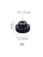 Шестерня стальная Pinion gear 26T 48P для вала 3.17mm