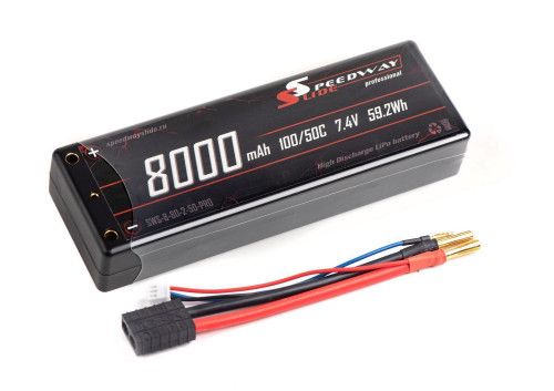 Аккумулятор Speedway Slide PRO 139x47x25.5mm Li-Po 8000mAh 2S 7.4V 50C Hardcase TRX