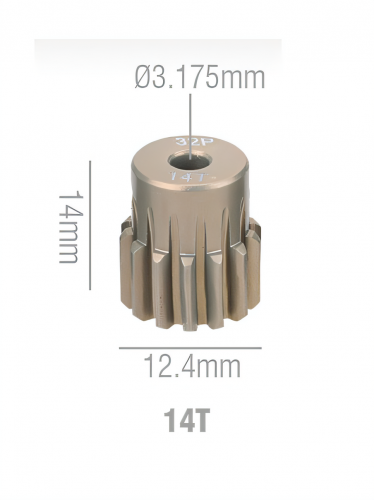 Шестерня алюминиевая Pinion gear 14T 32P для вала 3.17mm