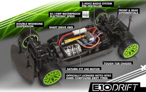 Дрифт 1/10 - RTR E10 FORD MUSTANG VAUGHN GITTIN JR./MONSTER ENERGY (Влагозащита, полный компл) фото 3