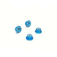 1/10 RC Car 4mm Alloy Anti-Loose Wheel Rim Lock Nut 4pcs - Light Blue