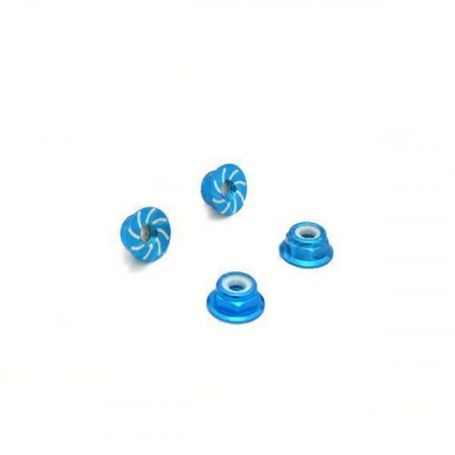 1/10 RC Car 4mm Alloy Anti-Loose Wheel Rim Lock Nut 4pcs - Light Blue