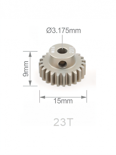 Шестерня алюминиевая Pinion gear 23T M0.6 для вала 3.17mm