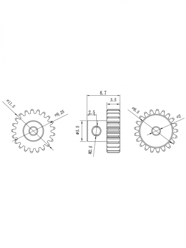 Шестерня алюминиевая Pinion gear 21T M0.5 для вала 2mm фото 7