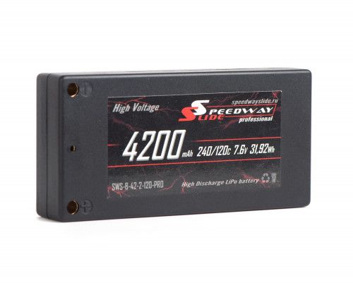 Аккумулятор Speedway Slide Li-Po PRO LCG HV 4200mAh 2S 7.6V 120C XT60 95x47x18.5mm Short pack фото 3
