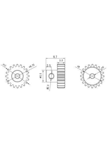 Шестерня алюминиевая Pinion gear 20T M0.5 для вала 2mm фото 5