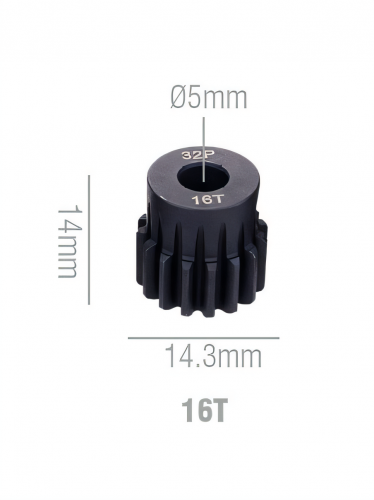 Шестерня стальная Pinion gear 16T 32P для вала 5mm