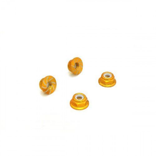 1/10 RC Car 4mm Alloy Anti-Loose Wheel Rim Lock Nut 4pcs - Gold