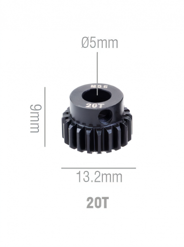 Шестерня стальная Pinion gear 20T M0.6 для вала 5mm