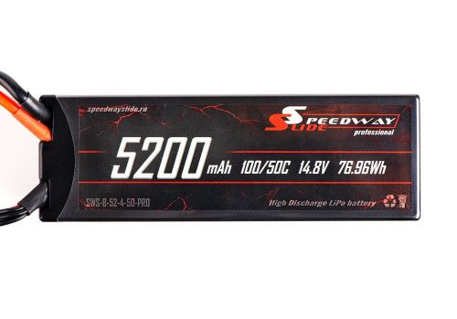 Аккумулятор Speedway Slide PRO 138x46x48mm Li-Po 5200mAh 4S 14.8V 50C Hardcase XT60 фото 2