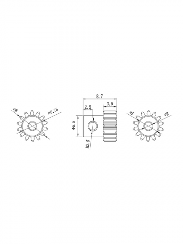 Шестерня алюминиевая Pinion gear 14T M0.5 для вала 2mm фото 6