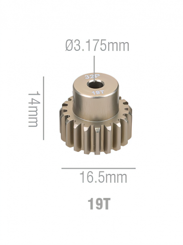 Шестерня алюминиевая Pinion gear 19T 32P для вала 3.17mm