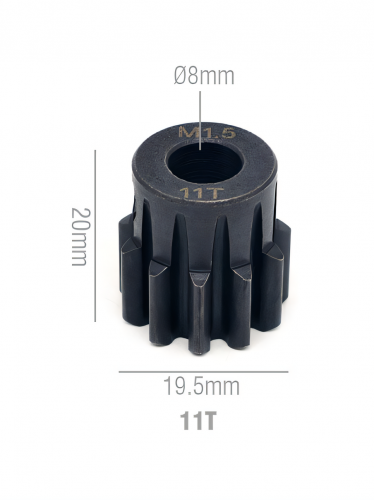 Шестерня стальная Pinion gear 11T M1.5 для вала 8mm