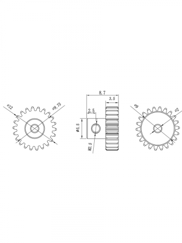 Шестерня алюминиевая Pinion gear 22T M0.5 для вала 2mm фото 7