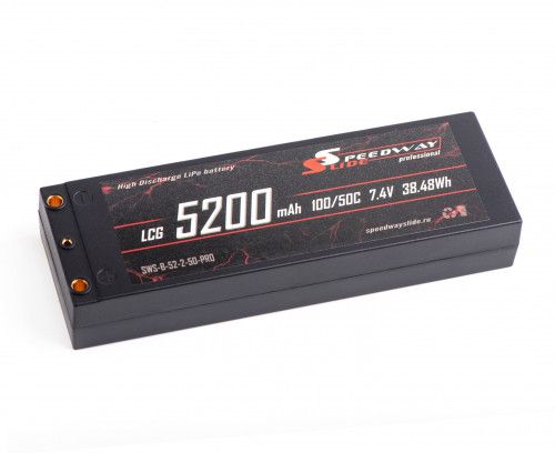 Аккумулятор Speedway Slide Li-Po PRO LCG Series Hard case 7.4v 5200mAh 50C Banana Connector / TRX фото 2