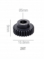 Шестерня стальная Pinion gear 26T M0.6 для вала 5mm