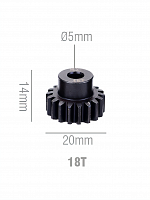 Шестерня стальная Pinion gear 18T M1 для вала 5mm