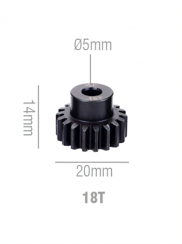 Шестерня стальная Pinion gear 18T M1 для вала 5mm
