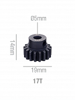 Шестерня стальная Pinion gear 17T M1 для вала 5mm