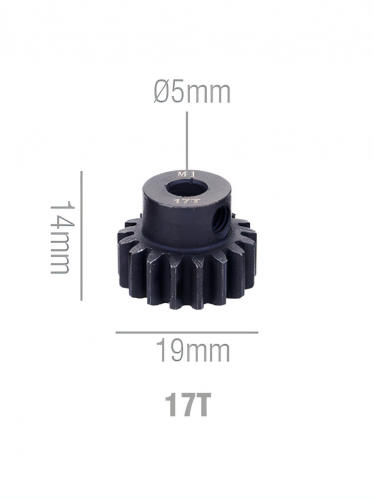 Шестерня стальная Pinion gear 17T M1 для вала 5mm
