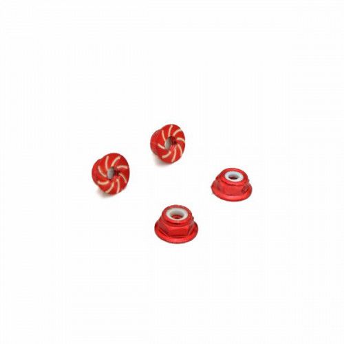 1/10 RC Car 4mm Alloy Anti-Loose Wheel Rim Lock Nut 4pcs - Red