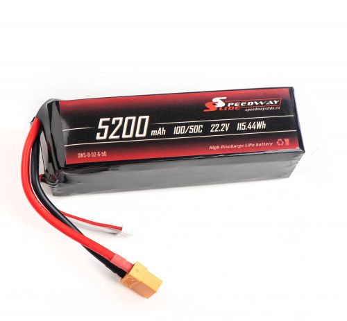 Аккумулятор Speedway Slide Li-Po soft case 6S 22.2v 5200mAh 50C XT90 фото 2
