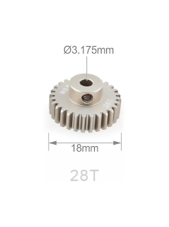 Шестерня алюминиевая Pinion gear 28T M0.6 для вала 3.17mm