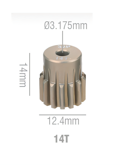 Шестерня алюминиевая Pinion gear 14T 32P для вала 3.17mm