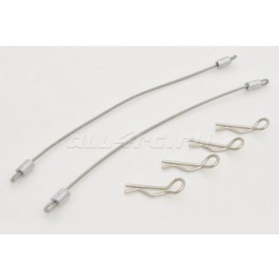 RC Car 100mm Steel Wire (2pcs) + Body Clips (4pcs) - Silver