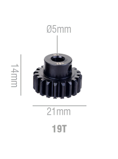 Шестерня стальная Pinion gear 19T M1 для вала 5mm