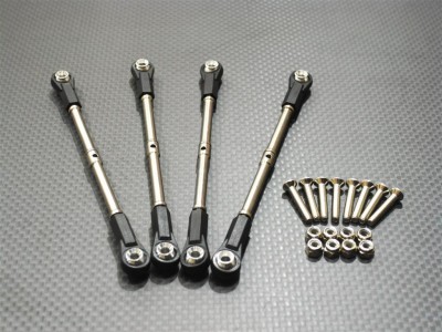 TITANIUM COMPLETED TIE ROD SET WITH BLACK BALL LINKS & SCREWS & ALLOY COLLARS - 2PRS SET (SAV, SAX)